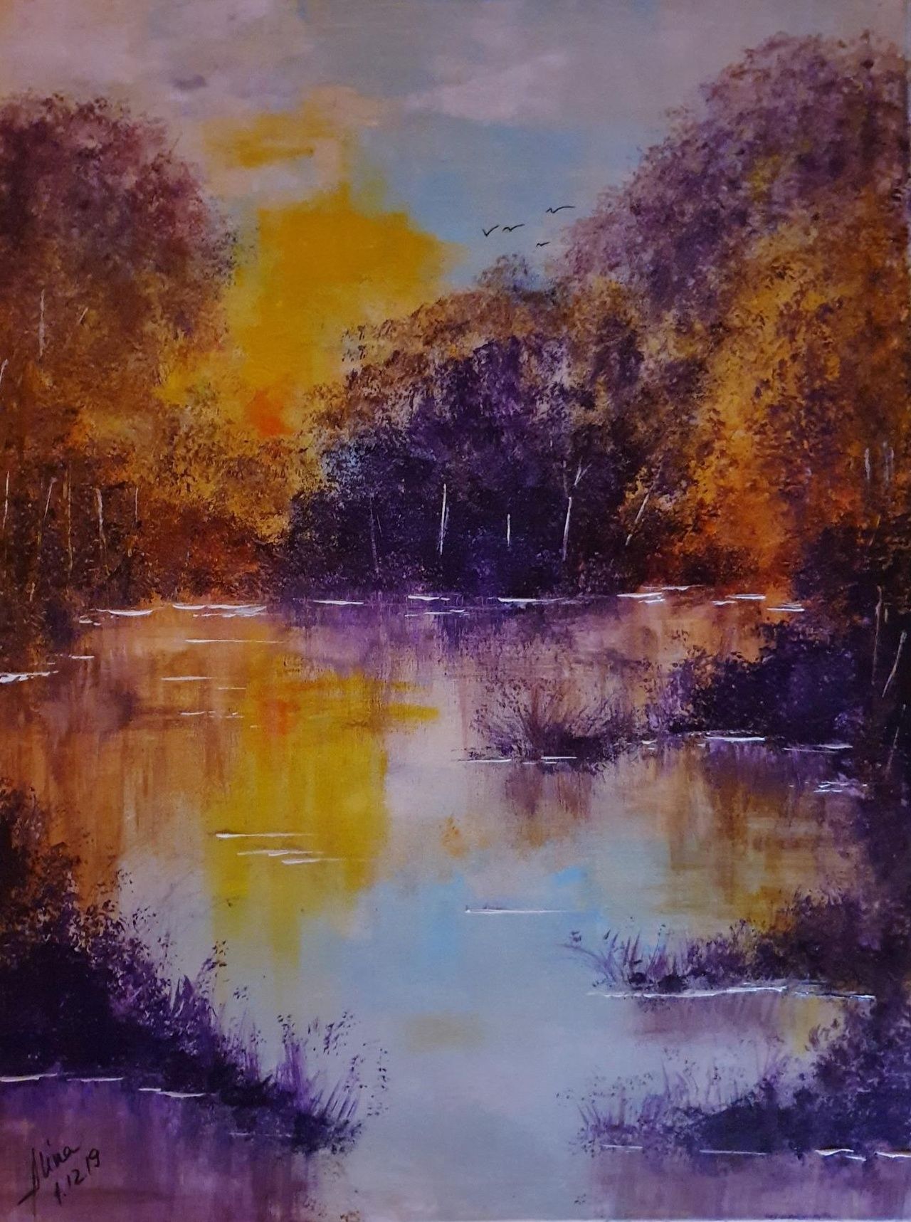 ArteDiAlina.com painting: Sunset on water